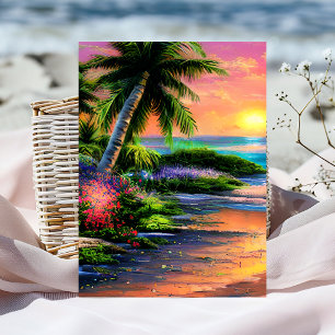 Personalized Flower Tropical Birthday Card