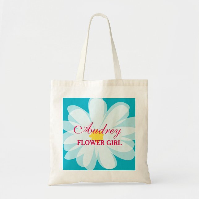 Personalized flowergirl wedding tote bag for girls (Front)