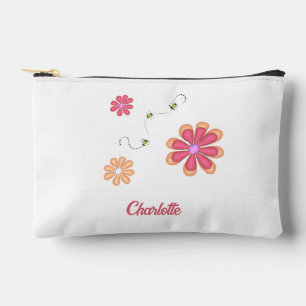 Personalized Flowers and Bees Gymnastic Softball Accessory Pouch