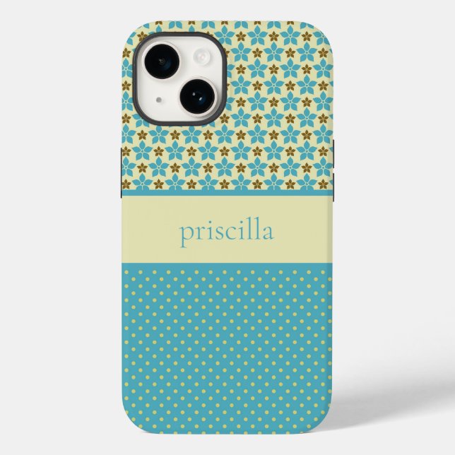 Personalized Flowers and Polka Dots Phone Case (Back)