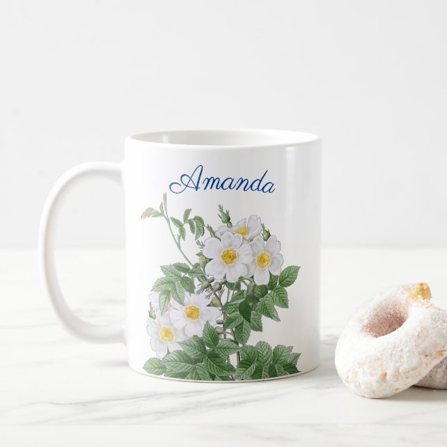 PERSONALIZED FLOWERS COFFEE MUG (With Donut)