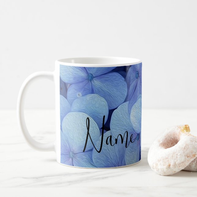 Personalized Flowers Floral Design Coffee Mug (With Donut)