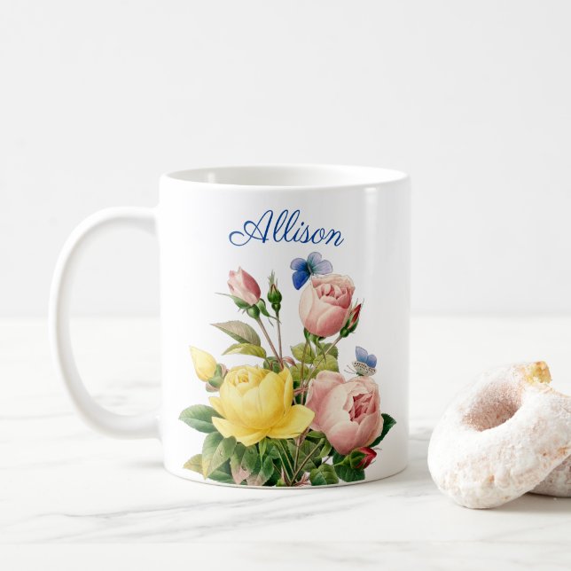 PERSONALIZED FLOWERS FROM NATURE COFFEE MUG (With Donut)