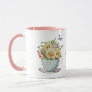 Personalized Flowers in Teacup Coffee Tea Mug