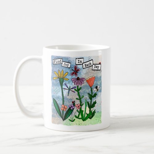 Personalized Flowers Musical Notes and Joy Artwork Coffee Mug