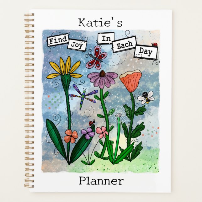 Personalized Flowers Musical Notes and Joy Artwork Planner (Front)