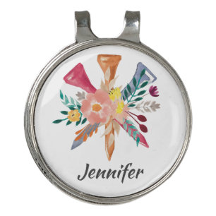 Personalized Flowers with Tees Womens Golf Hat Clip
