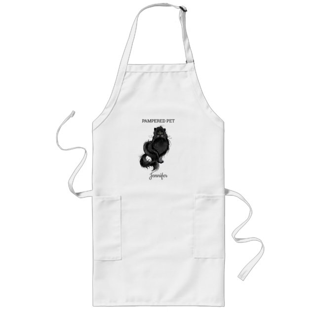 Personalized Fluffy Cat Pet Groomer Apron (Front)
