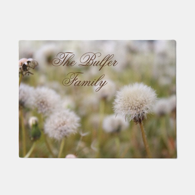 Personalized Fluffy Dandelion Field Doormat (Front)