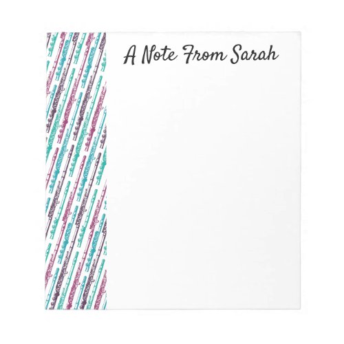 Personalized Flute Player Gift Music Instrument Notepad