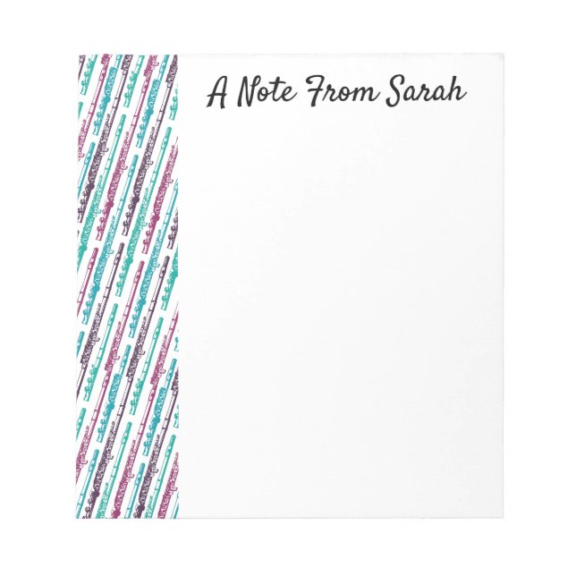 Personalized Flute Player Gift Music Instrument Notepad (Front)