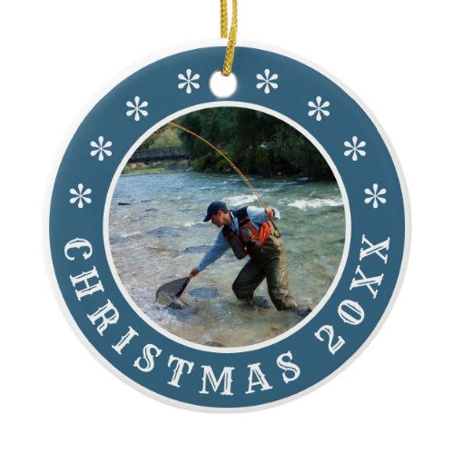 Personalized Fly Fishing Christmas Ceramic Ornament