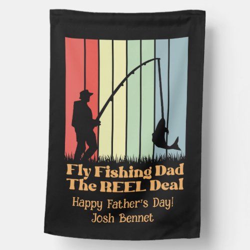 Personalized Fly Fishing Dad The REEL Retro Design House Flag