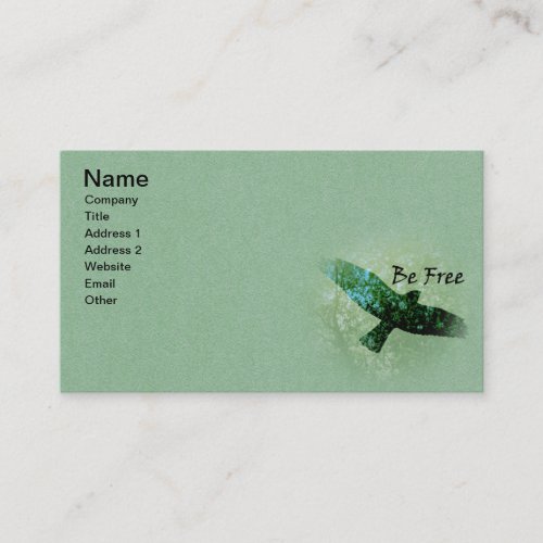 Personalized Flying Black Be Free Crow on Green Business Card