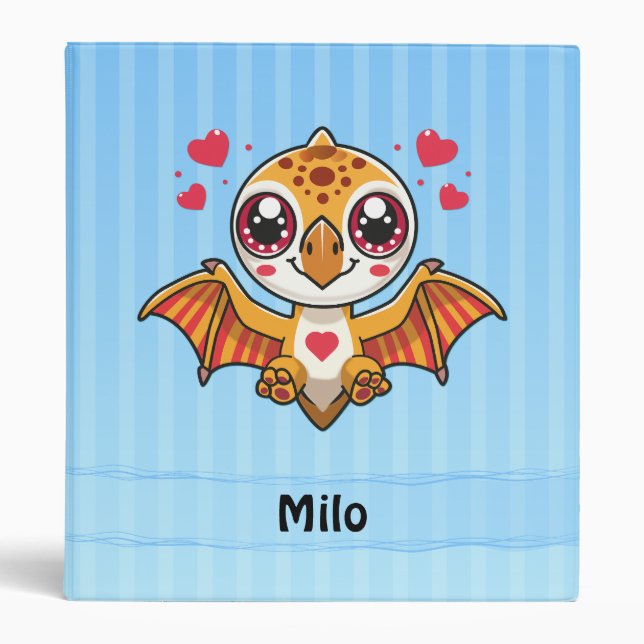 Personalized Flying Dinosaur Binder – Add Name (Front)