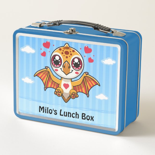 Personalized Flying Dinosaur Lunch Box – Add Name (Front)
