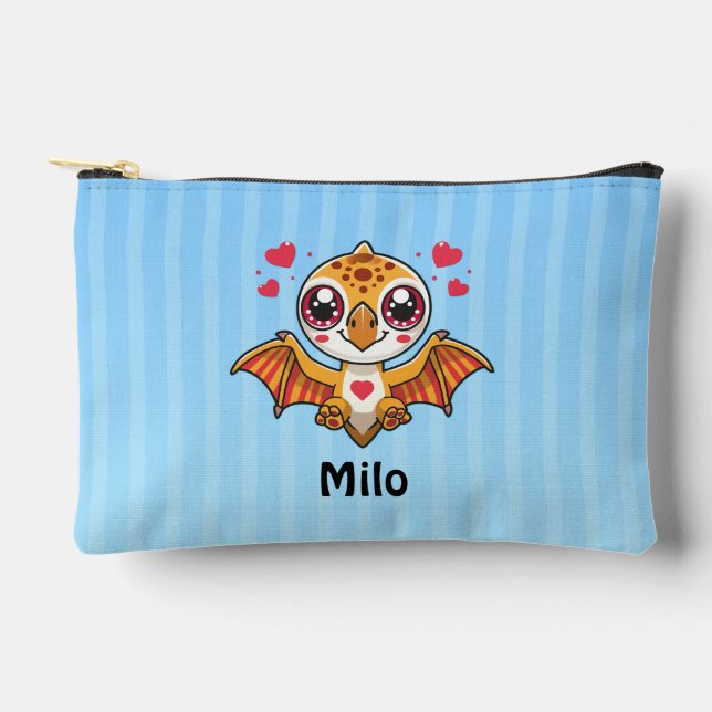 Personalized Flying Dinosaur Pencil Pouch (Front)