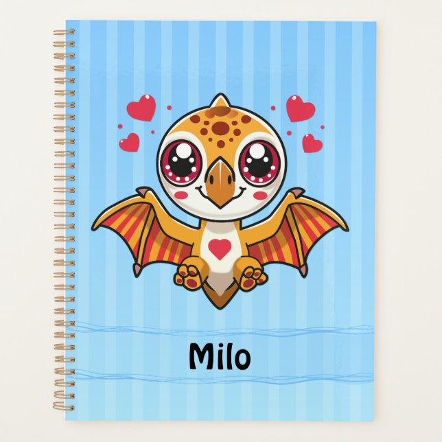 Personalized Flying Dinosaur Planner – Add Name (Front)