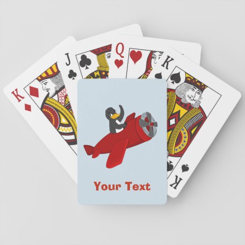 Personalized flying penguin cartoo playing cards