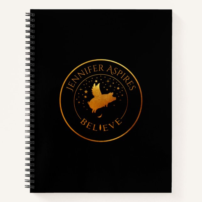 Personalized Flying Pig Notebook (Front)
