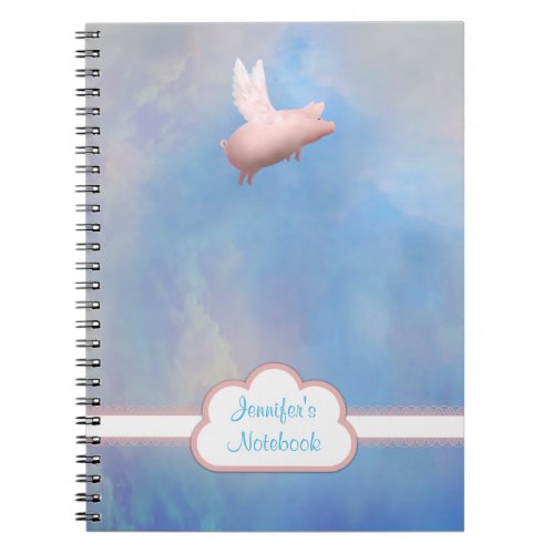 Personalized Flying Pig Notebook
