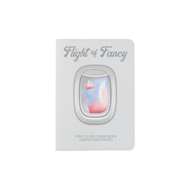Personalized Flying Pig Passport Holder (Front)