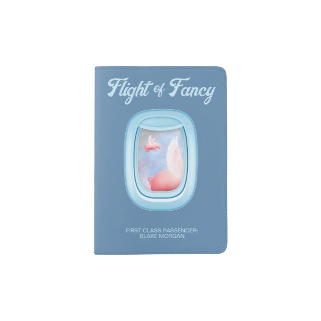 Personalized Flying Pig Passport Holder (Front)