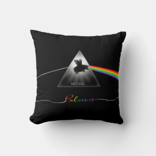 Personalized Flying Pig Through Prism Throw Pillow