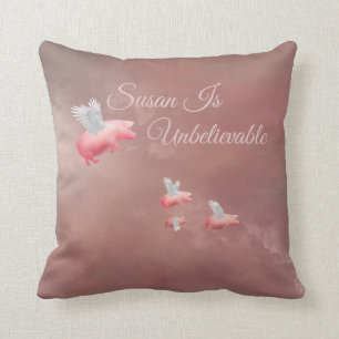 Personalized Flying Pig Throw Pillow