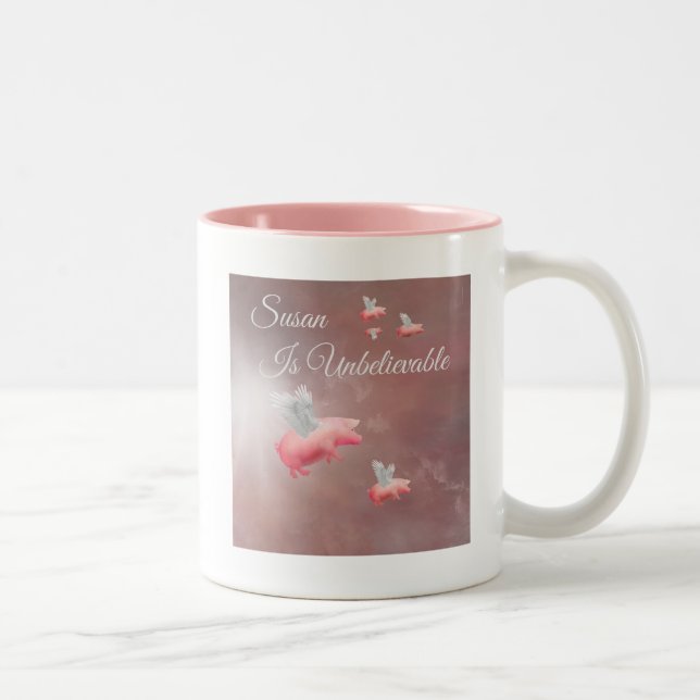 Personalized Flying Pig Two-Tone Coffee Mug (Right)