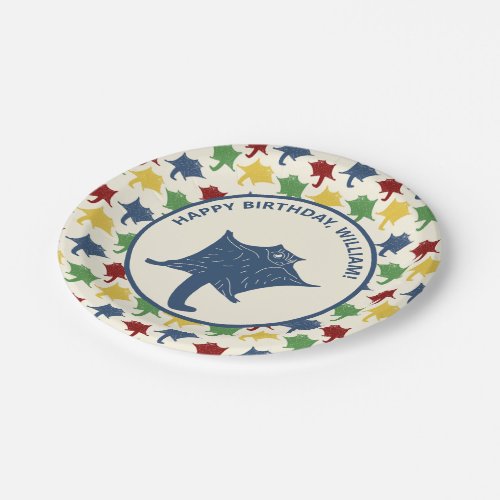 Personalized Flying Sugar Gliders Primary Colors Paper Plates