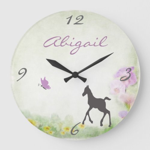 Personalized Foal and Butterfly Wall Clock