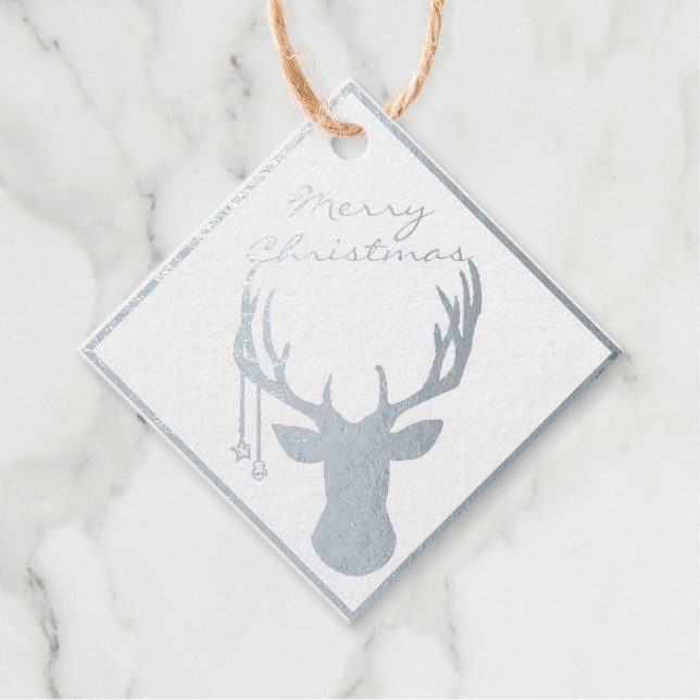 Personalized Foil Christmas Deer Tag Set (Front)