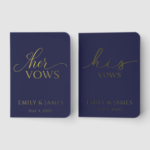 Personalized Foil His and Her Wedding Vow Book Set