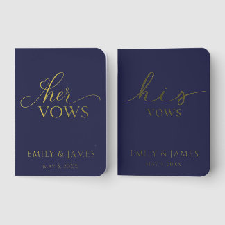 Personalized Foil His and Her Wedding Vow Book Set