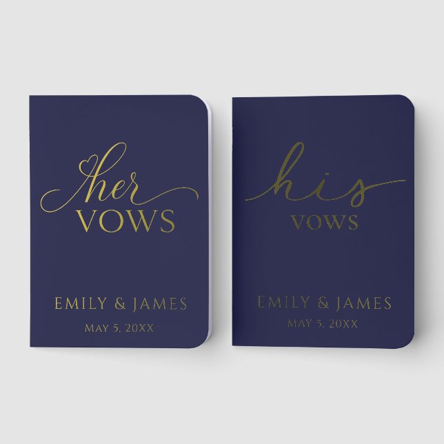 Personalized Foil His and Her Wedding Vow Book Set (Front)