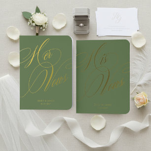 Personalized Foil Wedding Vow Books Set of 2