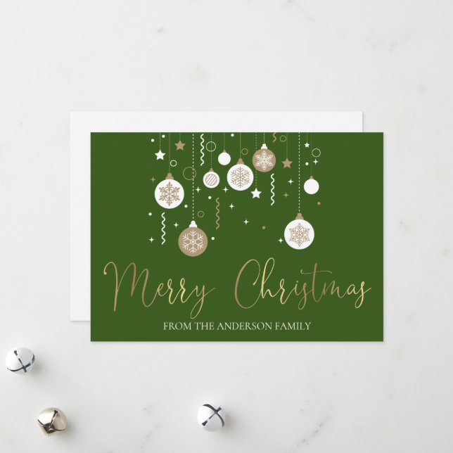 Personalized Foiled Merry Christmas Ornaments Holi Holiday Card (Front/Back In Situ)