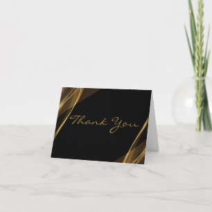 Personalized Folded Black and Gold Thank You Card