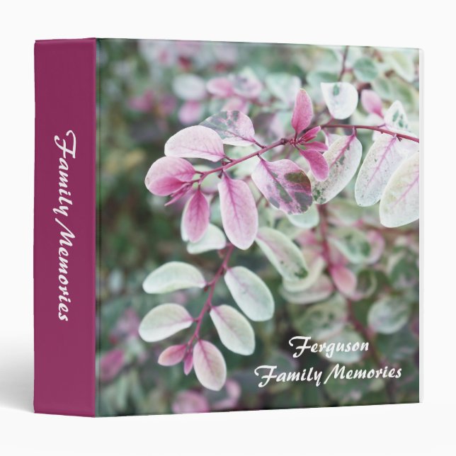 Personalized Foliage Family Memories Photo Album 3 Ring Binder (Front/Spine)
