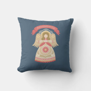 Personalized Folk Art Angel Throw Pillow