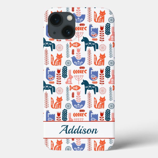 Personalized Folk Art Woodland Animal Case-Mate iPhone Case (Back)