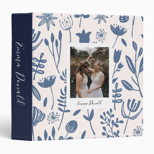 Personalized Folk Botanical 3 Ring Binder (Front/Spine)