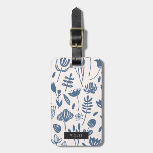 Personalized   Folk Botanical Print Luggage Tag