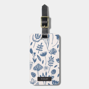 Personalized   Folk Botanical Print Luggage Tag