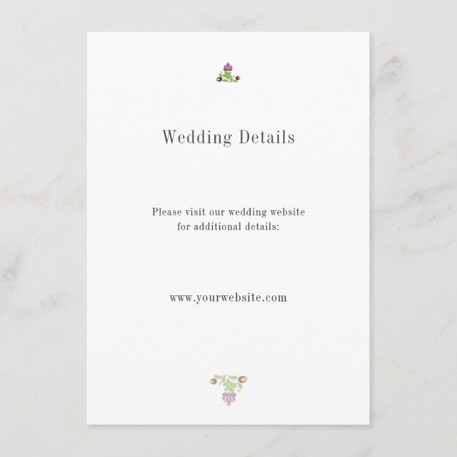 Personalized Folk Floral Wedding Details Enclosure Card (Front)