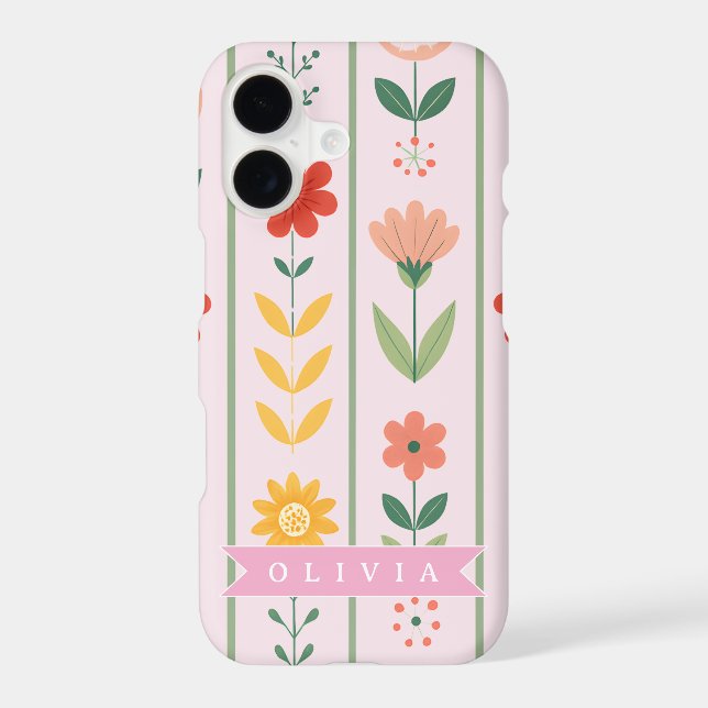 Personalized folk scandinavian floral pattern Case-Mate iPhone case (Back)