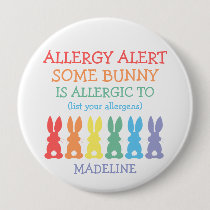 Personalized Food Allergy Alert Easter Bunny Kids Button