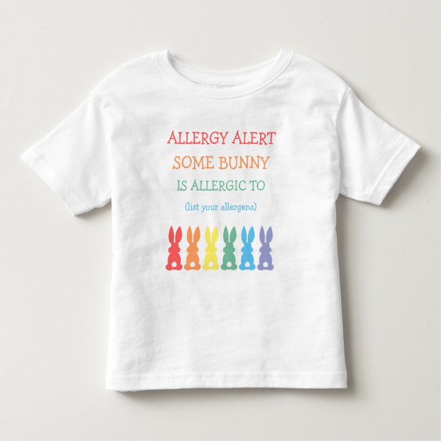 Personalized Food Allergy Alert Easter Bunny Toddler T-shirt (Front)