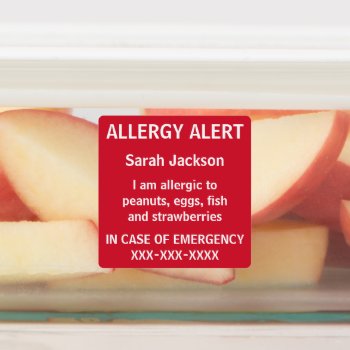 Personalized Food Allergy Alert Kids Daycare Labels by LilAllergyAdvocates at Zazzle